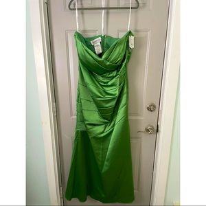 David’s Bridal dress. Size 22. Satin, strapless, green, long, stretch. Brand new